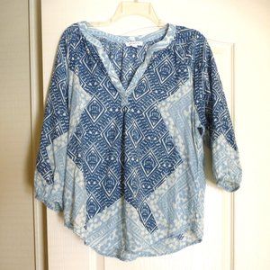 Beachlunchlounge indigo boho tunic blouse top L